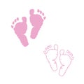Baby foot prints. Pink colored with Baby girl baby girl foot prints Royalty Free Stock Photo