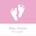 Baby foot prints. Pink colored Baby girl foot print. Baby symbol. Baby shower It`s a girl Royalty Free Stock Photo