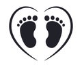 Baby foot step heart icon
