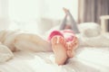 Baby foot in white blanket Royalty Free Stock Photo