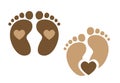 baby footprint , footsteps, Baby Feet Hearts, vector illustration Royalty Free Stock Photo