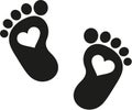 Baby footprint icon with hearts Royalty Free Stock Photo