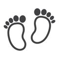 Baby footprint line icon, foot silhouette Royalty Free Stock Photo