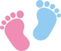 Baby footprint pink and blue Royalty Free Stock Photo