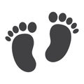 Baby footprint solid icon, foot silhouette Royalty Free Stock Photo