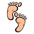 Baby footprints icon cartoon