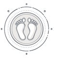 Baby Footprints Icon in Gray Circle Minimalist Illustration Royalty Free Stock Photo