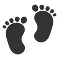 Baby footprints template in black with flat design so it looks simpler Royalty Free Stock Photo
