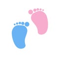 Baby footprints twin baby girl and boy Royalty Free Stock Photo