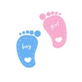 Baby footprints twin baby girl and boy vector