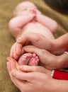 Baby foots in parents hands Royalty Free Stock Photo