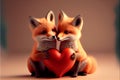 Baby Fox foxes red heart Royalty Free Stock Photo