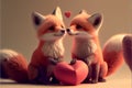 Baby Fox foxes red heart