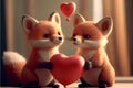 Baby Fox foxes red heart Royalty Free Stock Photo