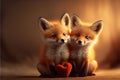 Baby Fox foxes red heart Royalty Free Stock Photo