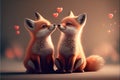 Baby Fox foxes red hearts Royalty Free Stock Photo