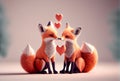 Baby Fox foxes red hearts