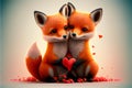 Baby Fox foxes red hearts