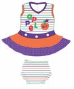 baby frocks with panty appel print vector art Royalty Free Stock Photo