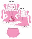 baby frocks with pants flower pink print vector art Royalty Free Stock Photo