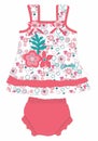 baby frocks with pants flower print vector art Royalty Free Stock Photo