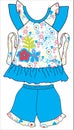 baby frocks with pants flower print vector Royalty Free Stock Photo