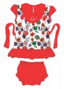 baby frocks with panty flower red print vector art Royalty Free Stock Photo