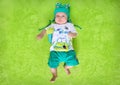 Baby with a frog costume Royalty Free Stock Photo