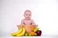 Baby in Fruit Bowl Royalty Free Stock Photo