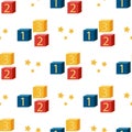 Baby game cubes with numbers seamless pattern