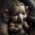 Baby Ganesha elephant symbol of gods religion hinduism. Generative Ai. Royalty Free Stock Photo