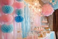 Baby gender reveal party. Generate AI Royalty Free Stock Photo