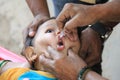 Baby gets polio vaccine