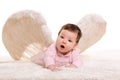 Baby girl angel with feather white wings Royalty Free Stock Photo