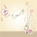 Baby girl announcement card Royalty Free Stock Photo