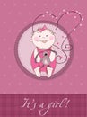 Baby Girl Arrival Announcement Card Royalty Free Stock Photo