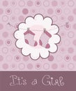 Baby girl arrival announcement card Royalty Free Stock Photo