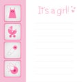 Baby girl arrival card Royalty Free Stock Photo