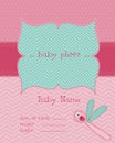 Baby Girl Arrival Card with Photo Frame Royalty Free Stock Photo