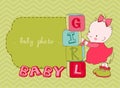 Baby Girl Arrival Card with Photo Frame Royalty Free Stock Photo