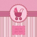 Baby Girl Arrival Card with Photo Frame Royalty Free Stock Photo