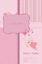 Baby Girl Arrival Card with Photo Frame Royalty Free Stock Photo