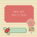 Baby Girl Arrival Card with Photo Frame Royalty Free Stock Photo