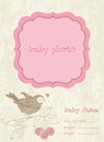 Baby Girl Arrival Card with Photo Frame Royalty Free Stock Photo