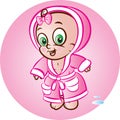 Baby girl in bathrobe