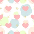 Baby girl birth announcement seamless pattern. It`s a Girl and pink hearts with a golden crown. Background with pink