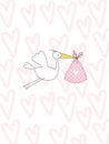 Baby Girl Birthday Card, Pink Hearts Shapes