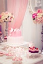 Baby girl birthday party - luxury table set Royalty Free Stock Photo