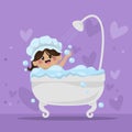 Baby girl bubble bath in the bathroom Royalty Free Stock Photo