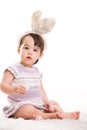 Baby girl with bunny ears